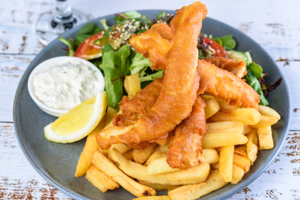 Fried Fish With Chips & Salad